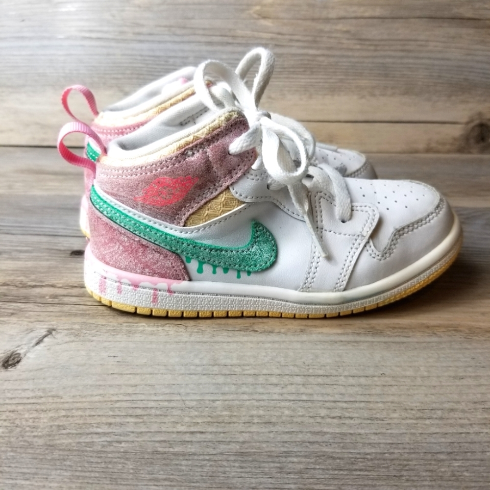 Nike Air Jordan 1 Paint Dripping Ice Cream Mid Top Sneakers